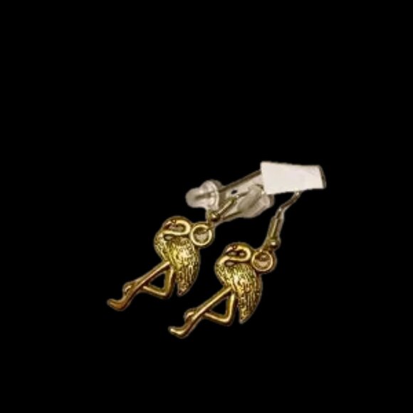 NWOT BRASS Flamingo Urban Gold Earrings - Picture 4 of 7